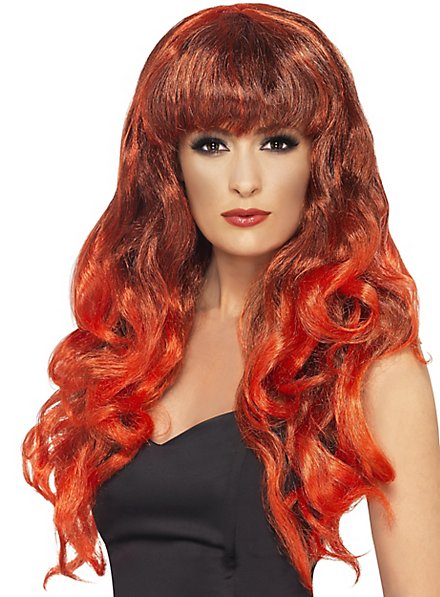 Mermaid curly wig red-black
