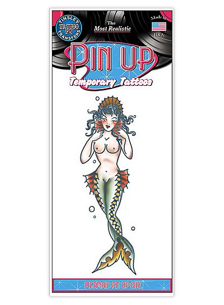 Mermaid Pin up Girl Temporary Tattoo
