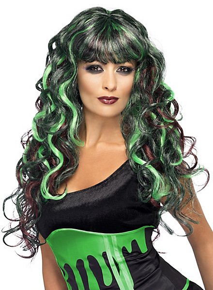 Monster curly wig black-green