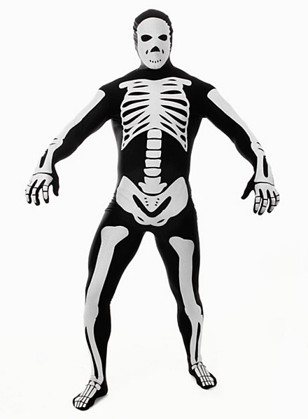 Morphsuit Skelett schwarz Ganzkörperkostüm