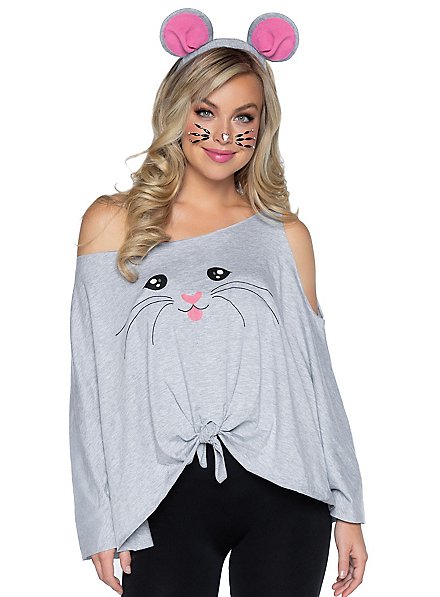 Mouse poncho shirt with mouse ears
