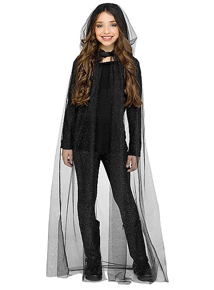 Night black glitter cape for kids
