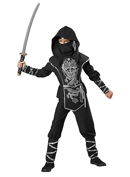 Ninja warrior kid’s costume silver dragon