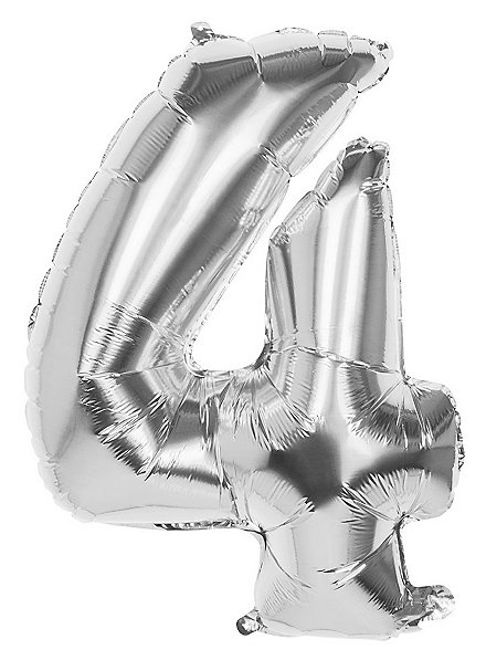 Palloncino in foil numero 4 argento 86 cm