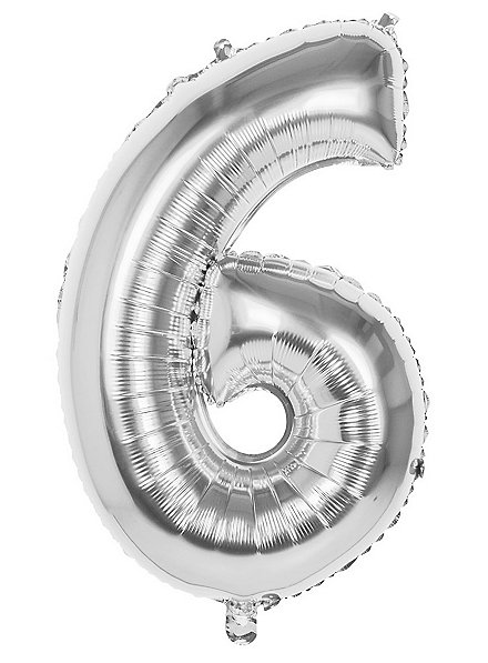 Palloncino in foil numero 6 argento 86 cm