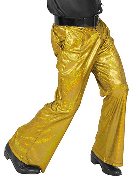 Pantaloni disco glitter da uomo oro