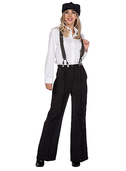 Pantaloni gessati anni '20 con cappuccio