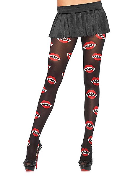 Pantyhose with vampire mouth motif