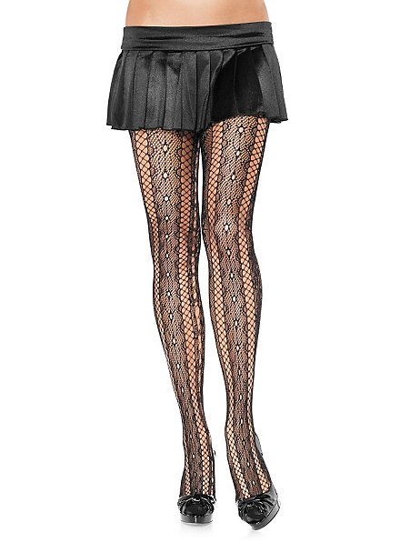 Pantyhose with Vertical Lace Lattice  