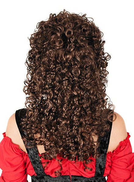 Perruque Femme Longue Boucles Châtain Cuivré Intense - Modèle EVA 322, Synthétique, Raie Libre