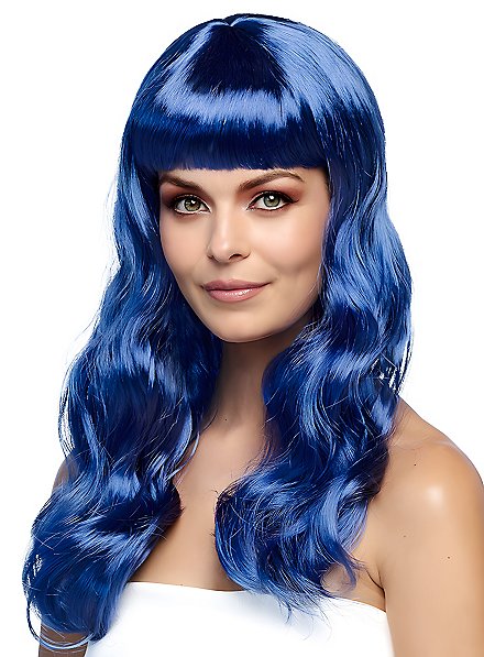 Parrucca di capelli lunghi blu