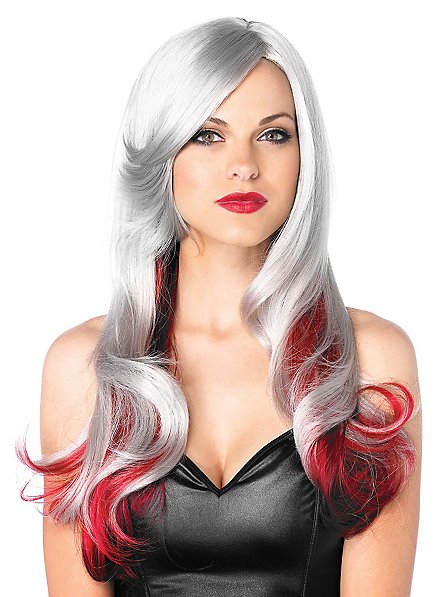 Parrucca riccia grigio-rossa