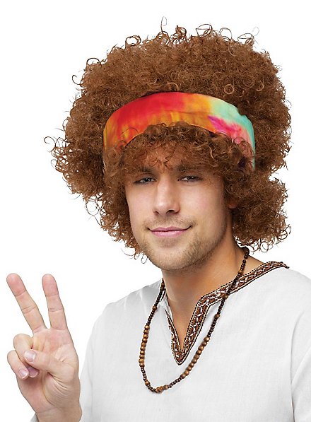 Peluca Afro Hippie Con Cinta Para La Cabeza