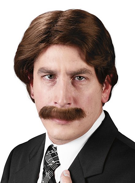 Perruque et moustache de présentateur de JT des annéees 70
