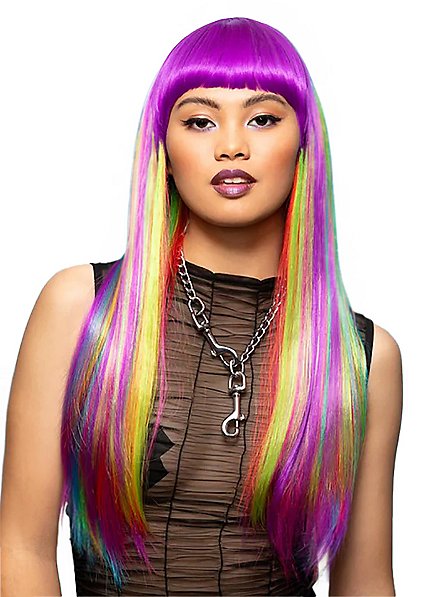 Perruque Manic Panic - violet-coloré, longue, frange courbée