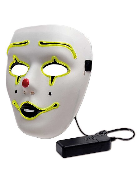 Pierrot masque lumineux avec compartiment à piles
