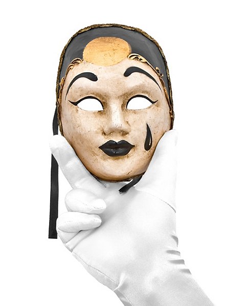 Pierrot medio bianco nero Masque vénitien miniature