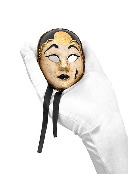 Pierrot mini bianco nero Venezianische Miniaturmaske