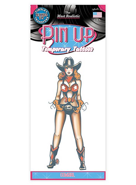 Pin-up Cowgirl Klebe-Tattoo