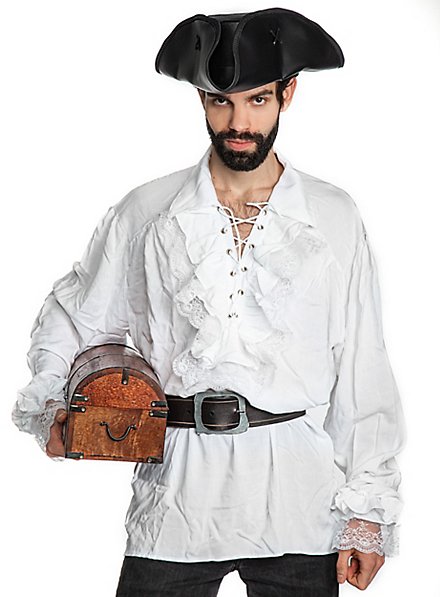Pirate shirt with lace frills white