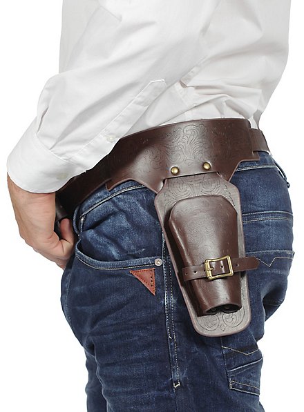 Pistol holster with belt brown
