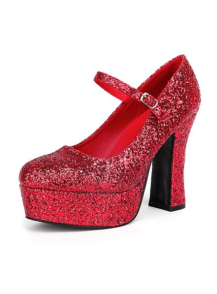 Plateau Sko Glitter-Rød - maskworld.com