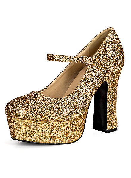 Platform shoes glitter-gold