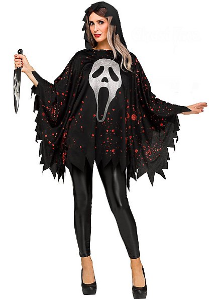 Poncho scintillante con faccia da fantasma