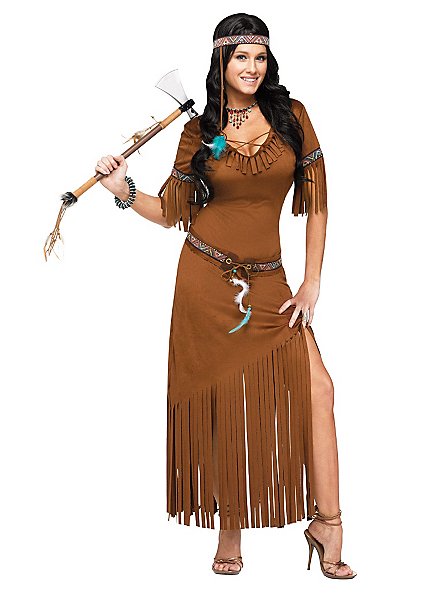 Womens Native American Fancy Costume Dress Pocahontas Red Indian Wild West Adult Womens Indian