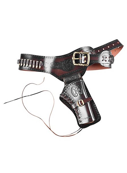 Premium revolver belt with deco cartridges dark brown