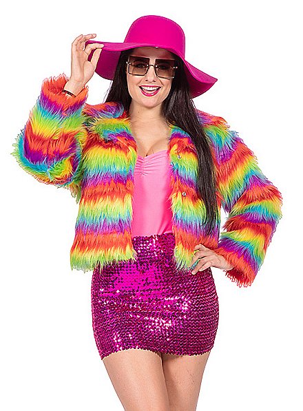 Rainbow faux fur jacket