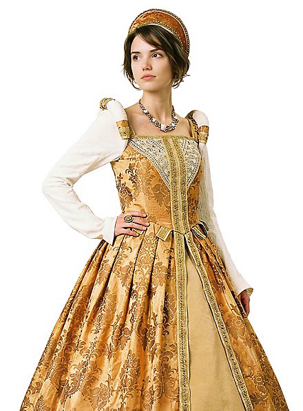 gold renaissance dress Golden Italian Renaissance Dress, 15th Century Lucrezia Borgia Dress