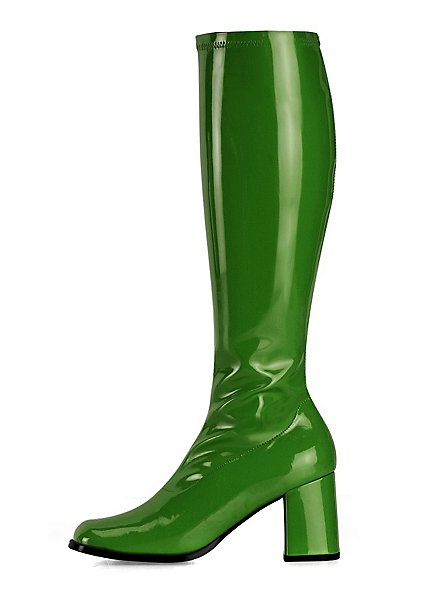 Retro Stiefel Stretchlack dunkelgrün