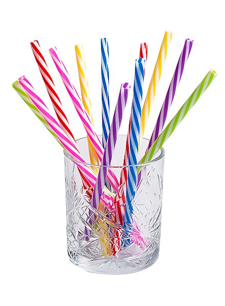 Reusable plastic straws colourful 12 pieces 