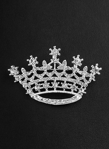 Rhinestone Crown Brooch silver 