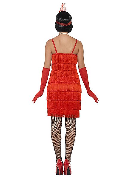 Robe de cocktail rouge Flapper avec franges - maskworld.com