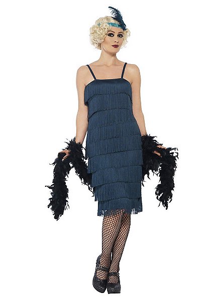Robe pétrole des années 20 avec franges