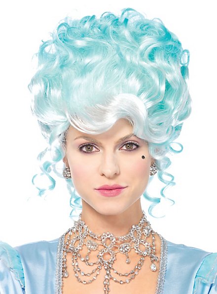 Rococo curly wig pastel-blue