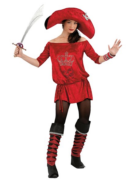 Rote Piratin Strass Kostüm