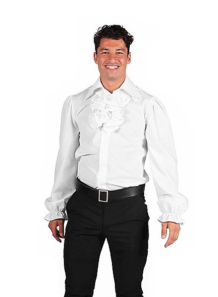Ruched shirt with jabot white