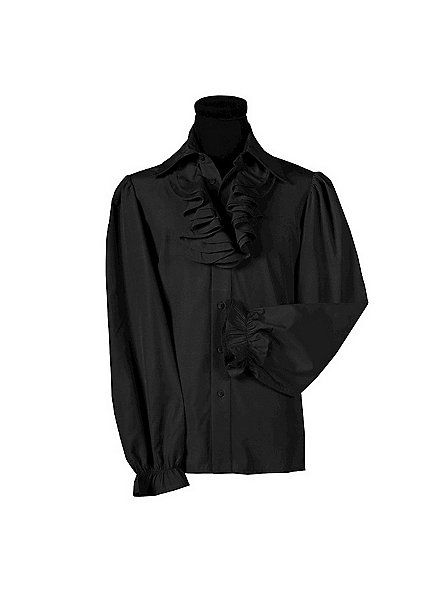 Rüschenhemd mit Jabot schwarz