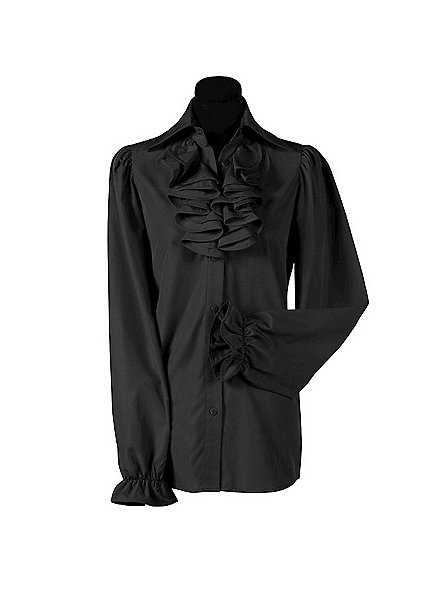 Ruffled blouse with jabot black - maskworld.com