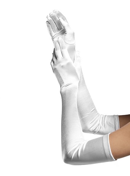 Satin Gloves extra long white 