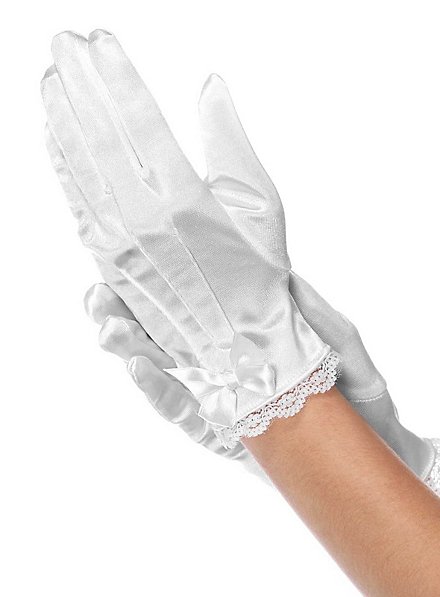 Satin gloves for children white