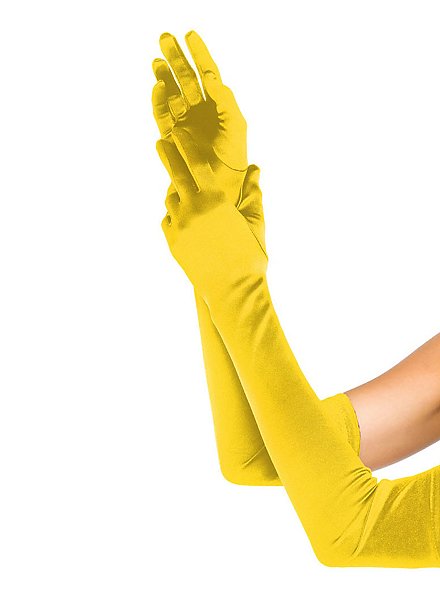 Satin Handschuhe extra lang gelb 
