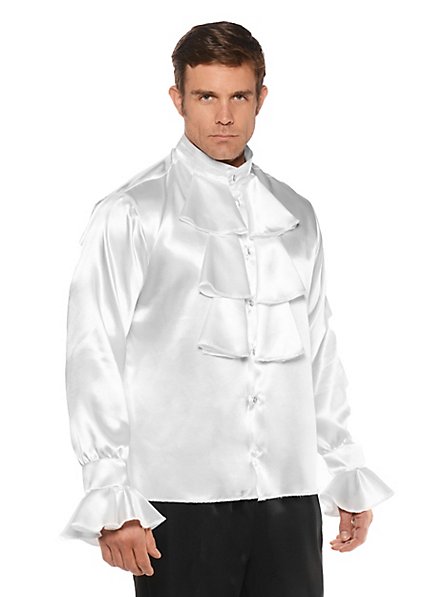 Satin shirt with jabot white