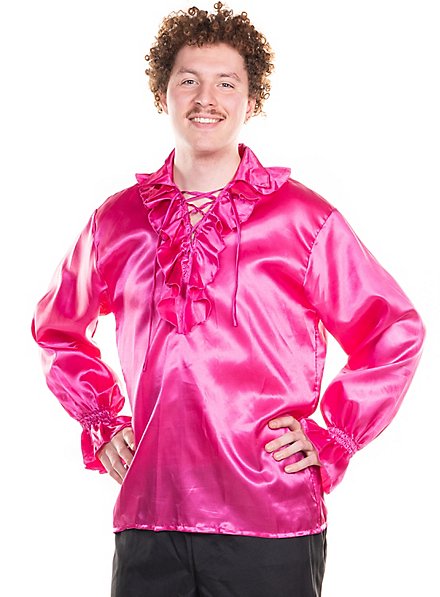 Satin Shirt with Ruffles Pink