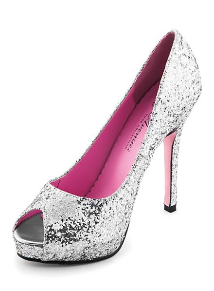 Scarpe peep toes glitterate argento