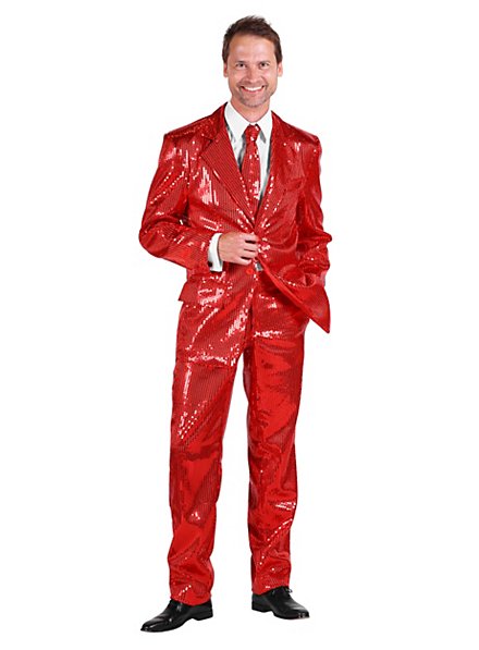 Schlagersänger Pailletten Anzug rot Kostüm