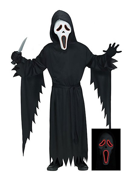 Scream costume for kids with LED light-up mask